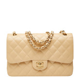 シャネル ココマーク マトラッセ30 ダブルフラップ チェーン ショルダーバッグ ベージュ キャビアスキン レディース CHANEL 【中古】